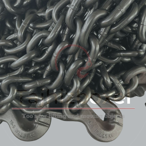 زنجیر فولادی دوسر قلاب شاخدار فابریک 3 تن 3 متری (سایز 8)